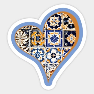 Portuguese Heart Shape Tile Sticker